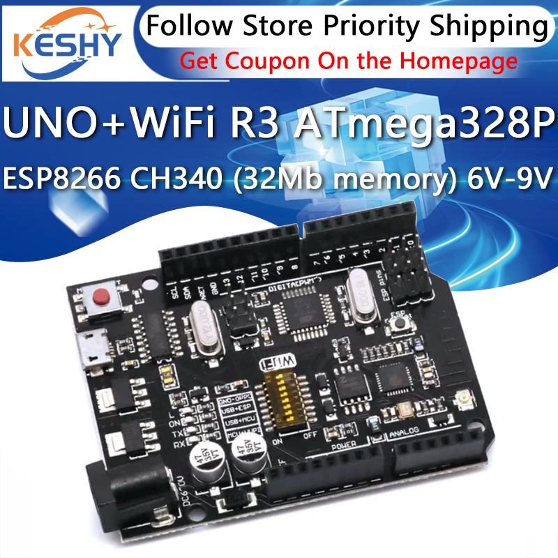 Esp8266 Nodemcu Board - UNO + Wi-Fi R3 ATmega328P +